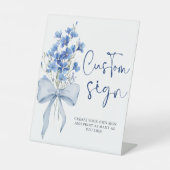Chic lint Iets blauw Aangepaste tafel Reclamebord Met Voetstuk (Voorkant)
