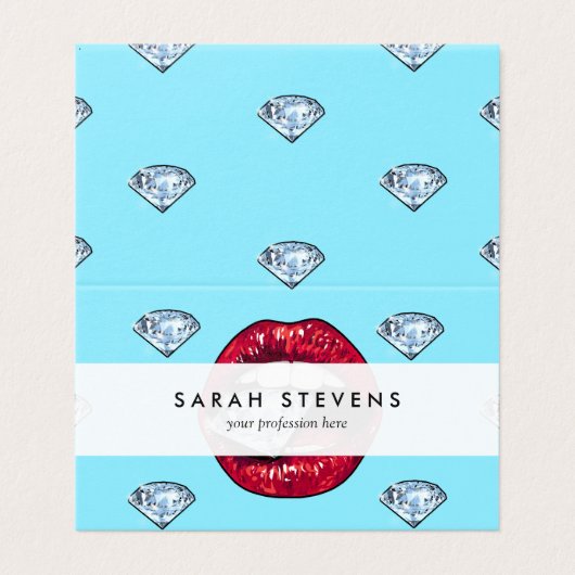 Chic Lips Diamond Girly Visitekaartje (Buitenkant ongevouwen)