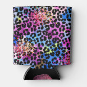 *~* Chic LIPS Glitter Animal Leopard Spots Blue Blikjeskoeler (Voorkant)