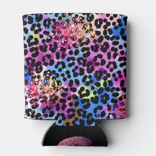 *~* Chic LIPS Glitter Animal Leopard Spots QR Blikjeskoeler (Achterkant)