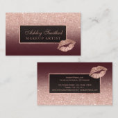 Chic lips roos goudglitter burgundy ombre mamake-u visitekaartje (Voorkant / Achterkant)