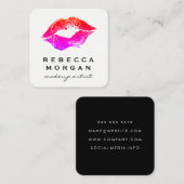 Chic Lipstick Kiss Vierkante Visitekaartje (Voorkant / Achterkant)