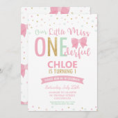Chic Little Miss ONEderful 1st verjaardag roze str Kaart (Voorkant / Achterkant)