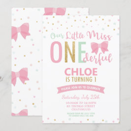 Chic Little Miss ONEderful 1st verjaardag roze str Kaart