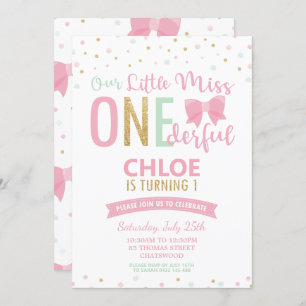 Chic Little Miss ONEderful 1st verjaardag roze str Kaart
