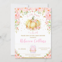 Chic Little Pumpkin Pink Floral Girl Baby shower