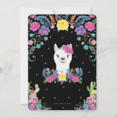 Chic Llama Fun Mexican Floral 1st Birthday Party  Kaart (Achterkant)