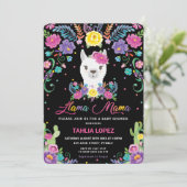 Chic Llama Mama Mexicaanse Bloem Baby Shower Meisj Kaart (Staand voorkant)