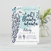 Chic Llama Mama & Stripes - Het is een Baby shower Kaart (Staand voorkant)