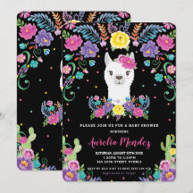 Chic Llama Mexican Floral Baby shower Krijtbord