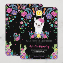 Chic Llama Mexican Floral Baby shower Krijtbord Kaart