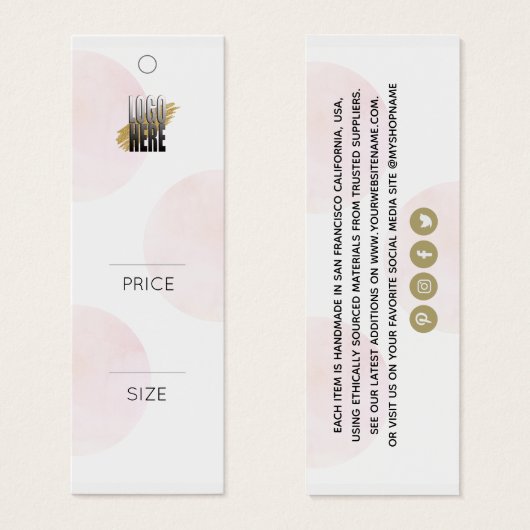 Chic Logo Blush Circles Mode Kledingprijs Label Mini Visitekaartjes (Voorkant /achterkant)