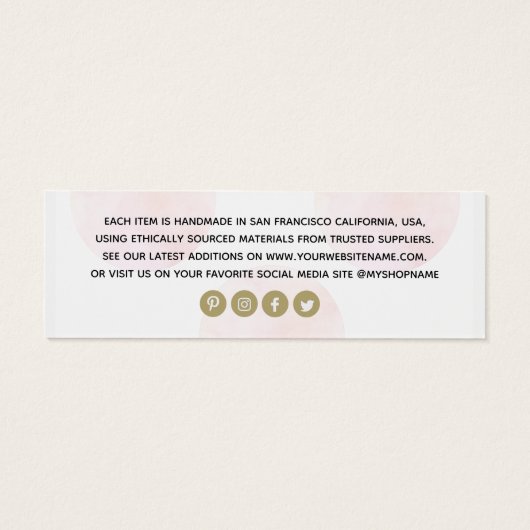 Chic Logo Blush Circles Mode Kledingprijs Label Mini Visitekaartjes (Achterkant)