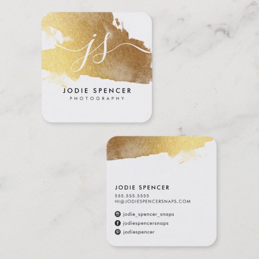 CHIC LOGO elegante  glamoureuze gouden inktmarkeri Vierkante Visitekaartje (Voorkant / Achterkant)