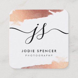 CHIC LOGO elegante  glamoureuze rozen gouden inkt Vierkante Visitekaartje