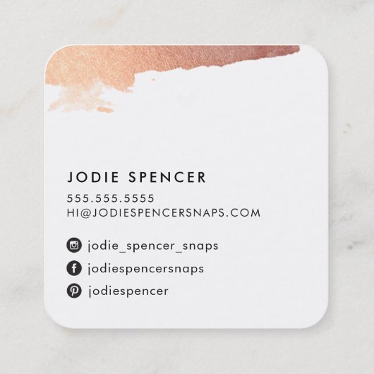 CHIC LOGO elegante  glamoureuze rozen gouden inkt Vierkante Visitekaartje (Achterkant)