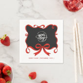 Chic Logo Kerstmis Zwart Rode Lint Boog Script Servet (Insitu)