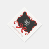 Chic Logo Kerstmis Zwart Rode Lint Boog Script Servet (Hoek)