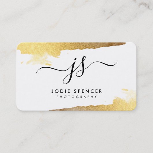 CHIC LOGO Luxe  initialen gouden geborstelde inkt Visitekaartje (Voorkant)