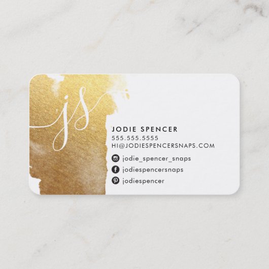 CHIC LOGO Luxe  initialen gouden geborstelde inkt Visitekaartje (Achterkant)