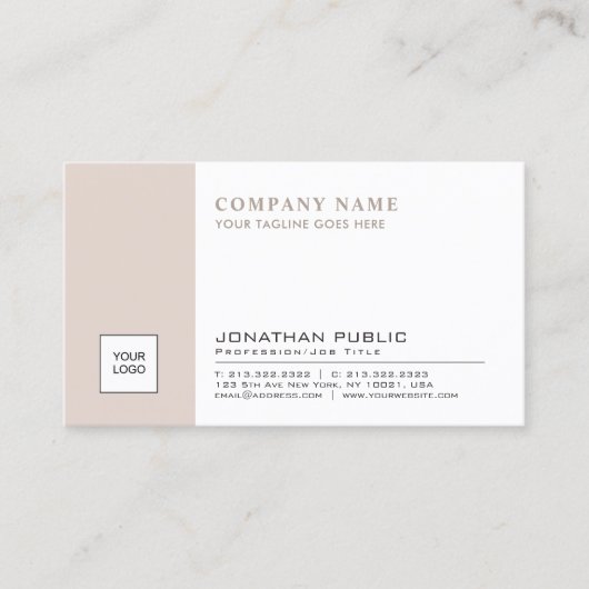 Chic Logo Plain Company Plain Beige White Trendy Visitekaartje (Voorkant)
