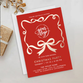 Chic Logo Rood Wit Zakelijk Bedrijfs Kerstfeest Folie Uitnodiging