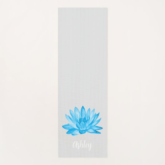 chic lotus baby blue personalized script yogamat (Voorkant)