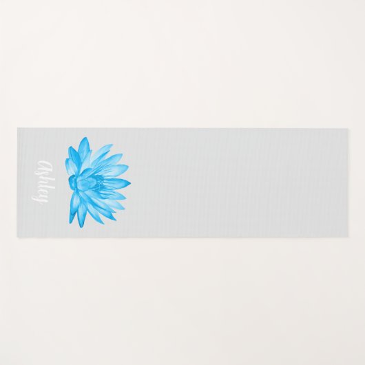 chic lotus baby blue personalized script yogamat (Voorkant (horizontaal))
