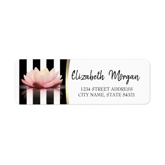 Chic Lotus, Black Stripes Address Label (Voorkant)