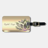 Chic Lotus Flower Gold Bagagelabel (Voorkant horizontaal)