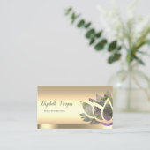 Chic Lotus Flower Gold Yoga Instructor Visitekaartje (Staand voorkant)