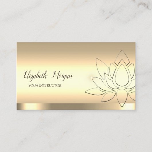 Chic Lotus Flower Yoga Instructor Gold Visitekaartje (Voorkant)