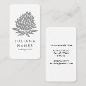 Chic Lotus Flowers Minimalist Grey & White Visitekaartje (Voorkant / Achterkant)