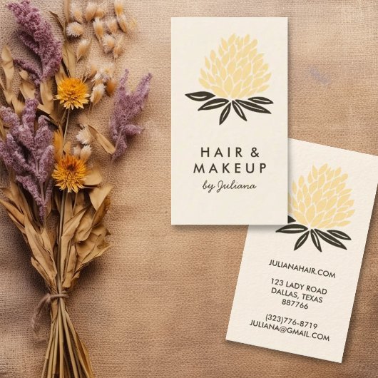 Chic Lotus Flowers minimalist Natural Cream Visitekaartje