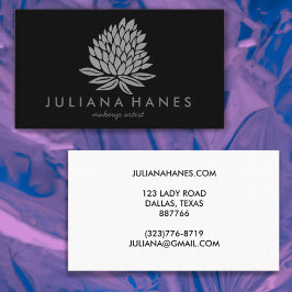 Chic Lotus Flowers minimalistisch grijs zwart Visitekaartje