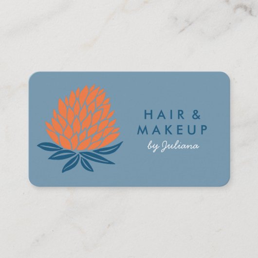 Chic Lotus Flowers minimalistisch Oranje blauw Visitekaartje (Voorkant)