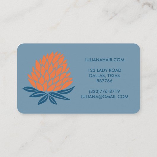 Chic Lotus Flowers minimalistisch Oranje blauw Visitekaartje (Achterkant)