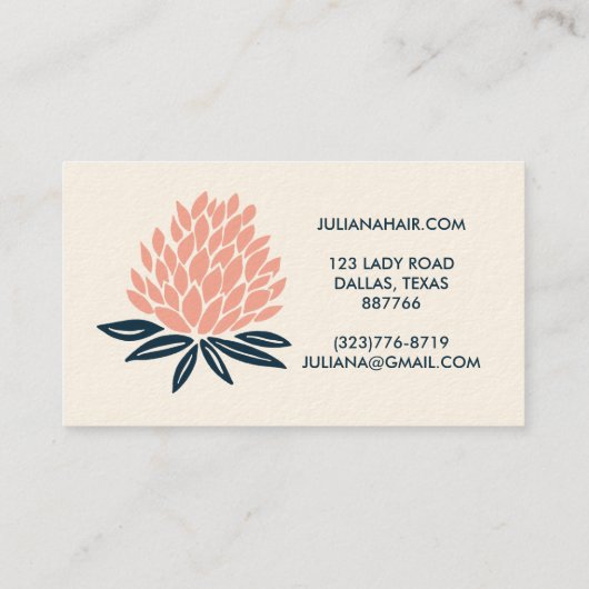 Chic Lotus Flowers minimalistisch roze blauw Visitekaartje (Achterkant)