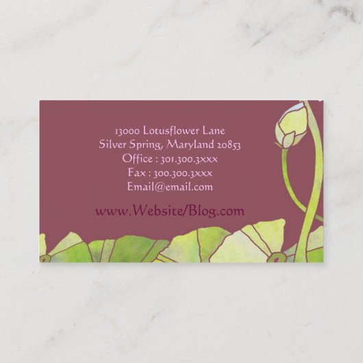 Chic lotus massagetherapie visitekaartje (Achterkant)