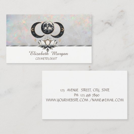 Chic Lotus Moon Opal Visitekaartje (Voorkant / Achterkant)