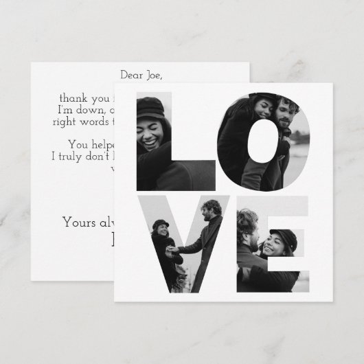 Chic LOVE aangepaste fotoserie of paar Feestdagenkaart (Voorkant / Achterkant)