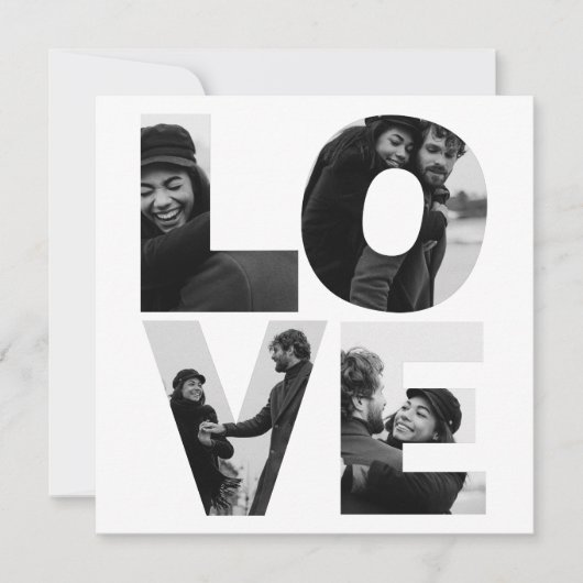 Chic LOVE aangepaste fotoserie of paar Feestdagenkaart (Voorkant)