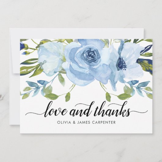 Chic Love and Bedankt Dusty Blue Floral Waterverf (Voorkant)
