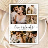 Chic Love and Thanks Script Photo Collage Wedding Bedankkaart