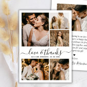 Chic Love and Thanks Script Photo Collage Wedding Bedankkaart