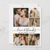 Chic Love and Thanks Script Photo Collage Wedding Bedankkaart (Voorkant)