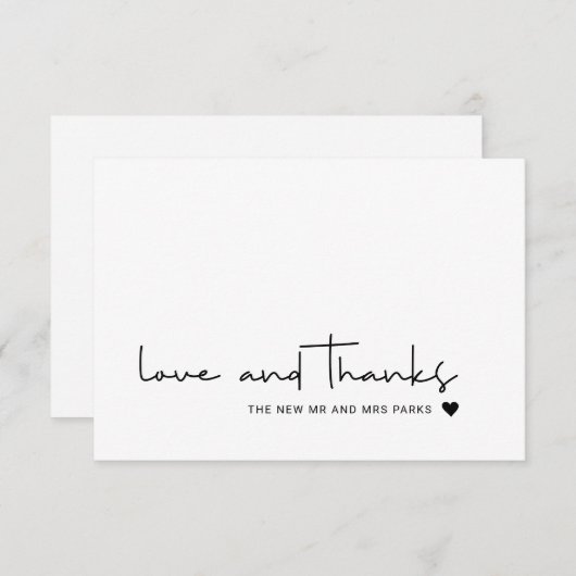 Chic Love en Bedankt Casual Manuscript Hartelijk d (Voorkant / Achterkant)