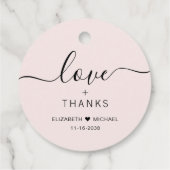 Chic Love en Bedankt Roze bruiloft Bedankjes Labels (Achterkant)