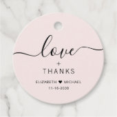Chic Love en Bedankt Roze bruiloft Bedankjes Labels (Voorkant)
