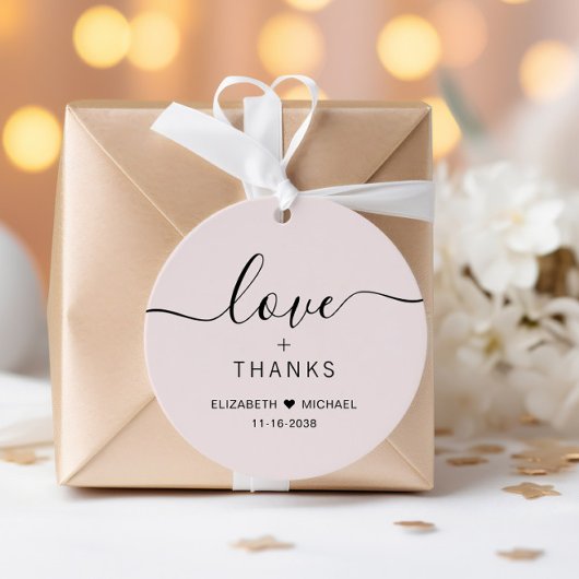 Chic Love en Bedankt Roze bruiloft Bedankjes Labels